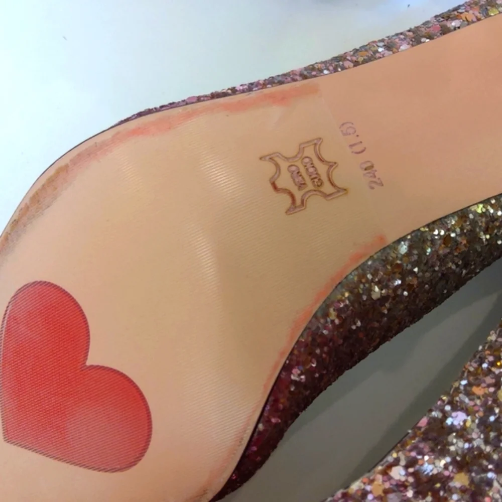 NEW ! Women's glamorous pink silver glitter high heels pumps Wedding Party Prom